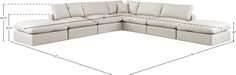 Meridian Furniture - Comfy 157" Vegan Leather Upholstered 7 Piece Modular Sectional - 188Cream-Sec7C - GreatFurnitureDeal
