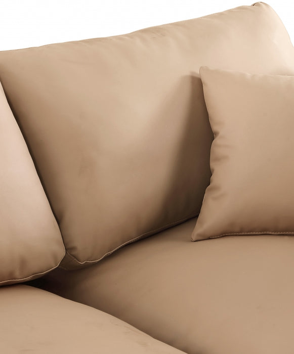 Meridian Furniture - Comfy 157" Vegan Leather Upholstered 6 Piece Modular Sectional - 188Tan-Sec6E - GreatFurnitureDeal
