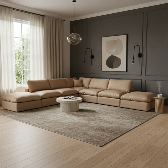 Meridian Furniture - Comfy 157" Vegan Leather Upholstered 7 Piece Modular Sectional - 188Tan-Sec7C - GreatFurnitureDeal
