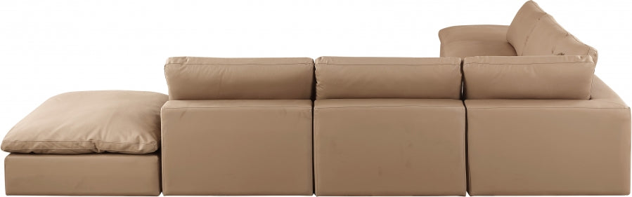 Meridian Furniture - Comfy 157" Vegan Leather Upholstered 7 Piece Modular Sectional - 188Tan-Sec7C - GreatFurnitureDeal