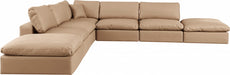 Meridian Furniture - Comfy 157" Vegan Leather Upholstered 7 Piece Modular Sectional - 188Tan-Sec7C - GreatFurnitureDeal