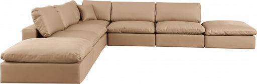 Meridian Furniture - Comfy 157" Vegan Leather Upholstered 7 Piece Modular Sectional - 188Tan-Sec7C - GreatFurnitureDeal