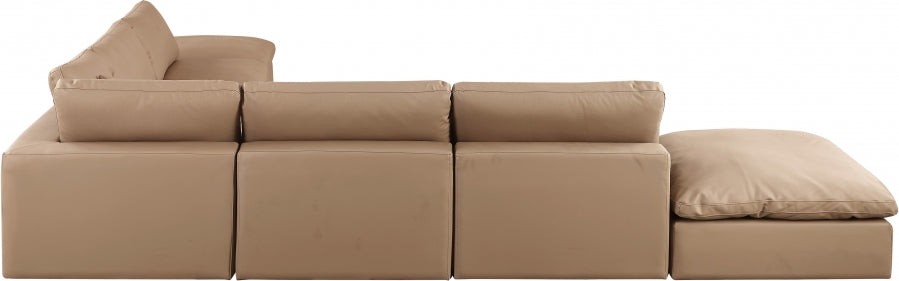 Meridian Furniture - Comfy 157" Vegan Leather Upholstered 7 Piece Modular Sectional - 188Tan-Sec7C - GreatFurnitureDeal