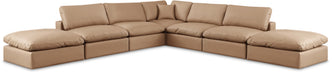 Meridian Furniture - Comfy 157" Vegan Leather Upholstered 7 Piece Modular Sectional - 188Tan-Sec7C - GreatFurnitureDeal