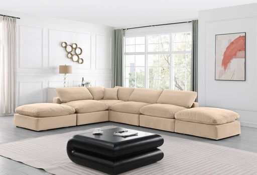 Meridian Furniture - Comfy 157" Velvet Upholstered 6 Piece Modular Sectional - 189Beige-Sec6E - GreatFurnitureDeal