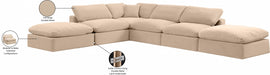 Meridian Furniture - Comfy 157" Velvet Upholstered 6 Piece Modular Sectional - 189Beige-Sec6E - GreatFurnitureDeal