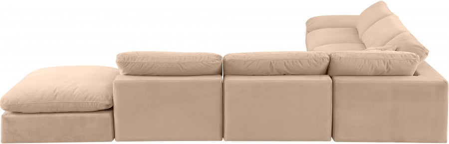 Meridian Furniture - Comfy 157" Velvet Upholstered 7 Piece Modular Sectional - 189Beige-Sec7C - GreatFurnitureDeal
