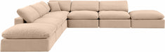 Meridian Furniture - Comfy 157" Velvet Upholstered 7 Piece Modular Sectional - 189Beige-Sec7C - GreatFurnitureDeal