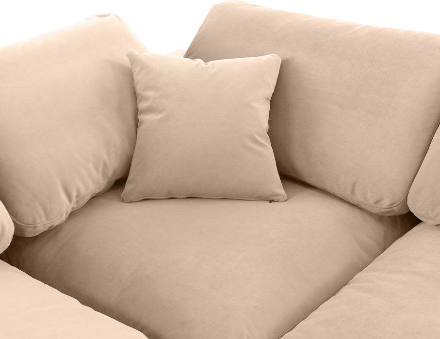 Meridian Furniture - Comfy 157" Velvet Upholstered 7 Piece Modular Sectional - 189Beige-Sec7C - GreatFurnitureDeal
