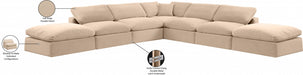 Meridian Furniture - Comfy 157" Velvet Upholstered 7 Piece Modular Sectional - 189Beige-Sec7C - GreatFurnitureDeal