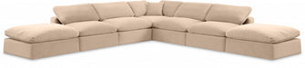 Meridian Furniture - Comfy 157" Velvet Upholstered 7 Piece Modular Sectional - 189Beige-Sec7C - GreatFurnitureDeal