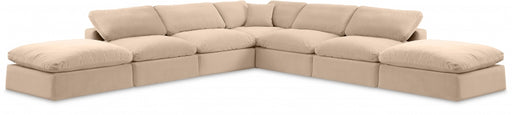 Meridian Furniture - Comfy 157" Velvet Upholstered 7 Piece Modular Sectional - 189Beige-Sec7C - GreatFurnitureDeal