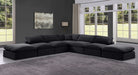 Meridian Furniture - Comfy 157" Velvet Upholstered 7 Piece Modular Sectional - 189Black-Sec7C - GreatFurnitureDeal