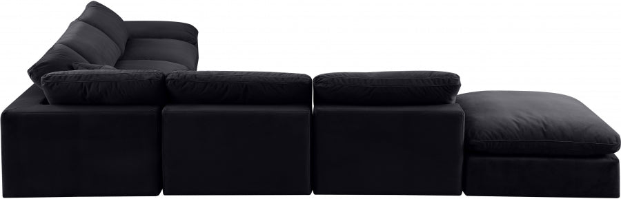 Meridian Furniture - Comfy 157" Velvet Upholstered 7 Piece Modular Sectional - 189Black-Sec7C - GreatFurnitureDeal