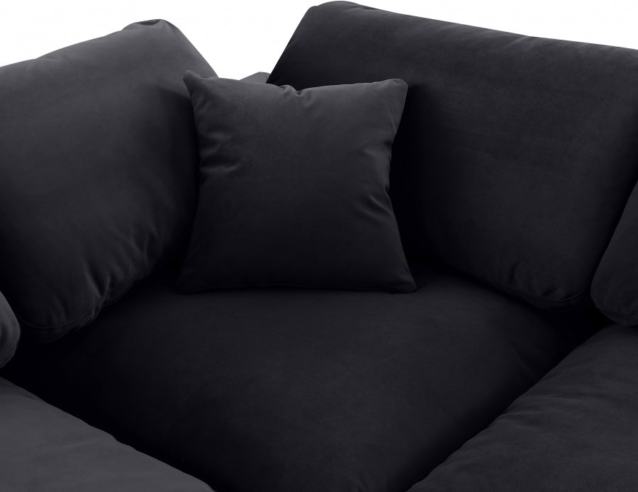 Meridian Furniture - Comfy 157" Velvet Upholstered 7 Piece Modular Sectional - 189Black-Sec7C - GreatFurnitureDeal