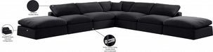 Meridian Furniture - Comfy 157" Velvet Upholstered 7 Piece Modular Sectional - 189Black-Sec7C - GreatFurnitureDeal