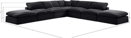 Meridian Furniture - Comfy 157" Velvet Upholstered 7 Piece Modular Sectional - 189Black-Sec7C - GreatFurnitureDeal