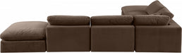 Meridian Furniture - Comfy 157" Velvet Upholstered 6 Piece Modular Sectional - 189Brown-Sec6E - GreatFurnitureDeal