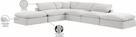 Meridian Furniture - Comfy 157" Velvet Upholstered 6 Piece Modular Sectional - 189Cream-Sec6E - GreatFurnitureDeal