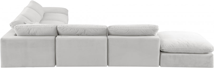 Meridian Furniture - Comfy 157" Velvet Upholstered 7 Piece Modular Sectional - 189Cream-Sec7C - GreatFurnitureDeal