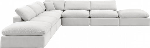 Meridian Furniture - Comfy 157" Velvet Upholstered 7 Piece Modular Sectional - 189Cream-Sec7C - GreatFurnitureDeal
