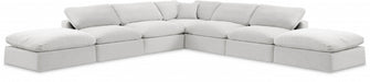 Meridian Furniture - Comfy 157" Velvet Upholstered 7 Piece Modular Sectional - 189Cream-Sec7C - GreatFurnitureDeal