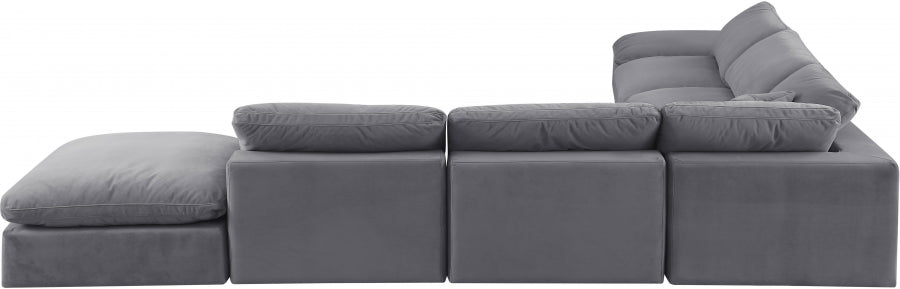 Meridian Furniture - Comfy 157" Velvet Upholstered 7 Piece Modular Sectional - 189Grey-Sec7C - GreatFurnitureDeal