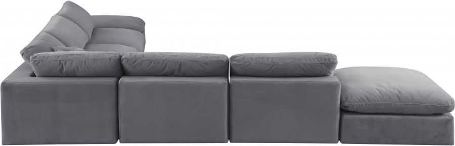 Meridian Furniture - Comfy 157" Velvet Upholstered 7 Piece Modular Sectional - 189Grey-Sec7C - GreatFurnitureDeal