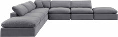Meridian Furniture - Comfy 157" Velvet Upholstered 7 Piece Modular Sectional - 189Grey-Sec7C - GreatFurnitureDeal