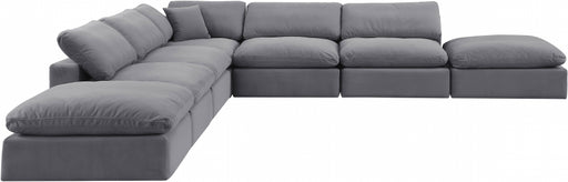 Meridian Furniture - Comfy 157" Velvet Upholstered 7 Piece Modular Sectional - 189Grey-Sec7C - GreatFurnitureDeal