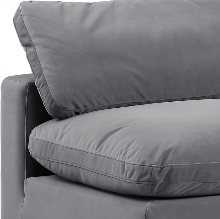 Meridian Furniture - Comfy 157" Velvet Upholstered 7 Piece Modular Sectional - 189Grey-Sec7C - GreatFurnitureDeal