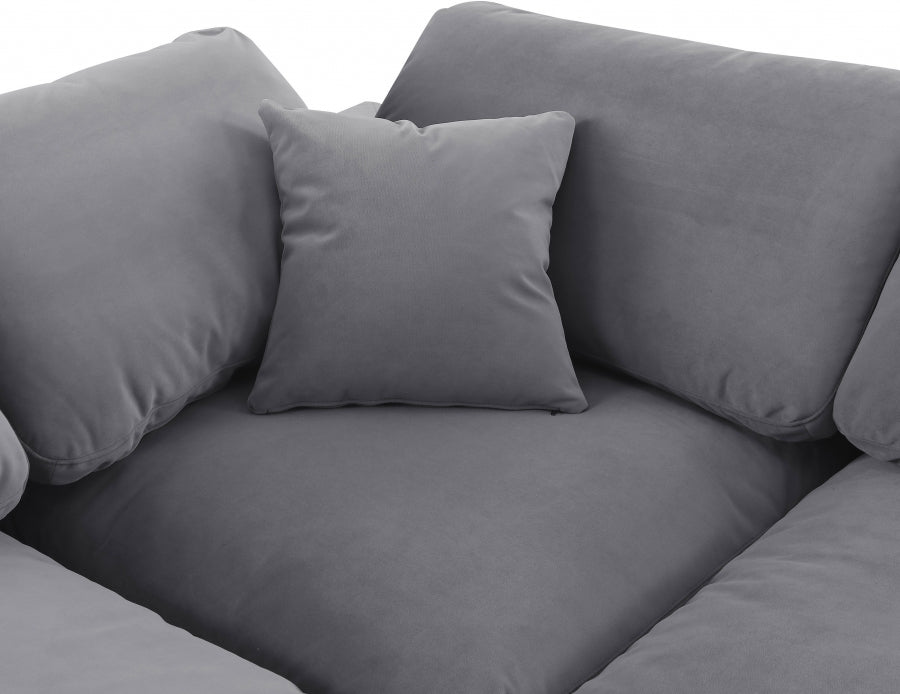 Meridian Furniture - Comfy 157" Velvet Upholstered 7 Piece Modular Sectional - 189Grey-Sec7C - GreatFurnitureDeal