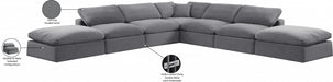 Meridian Furniture - Comfy 157" Velvet Upholstered 7 Piece Modular Sectional - 189Grey-Sec7C - GreatFurnitureDeal