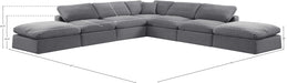 Meridian Furniture - Comfy 157" Velvet Upholstered 7 Piece Modular Sectional - 189Grey-Sec7C - GreatFurnitureDeal