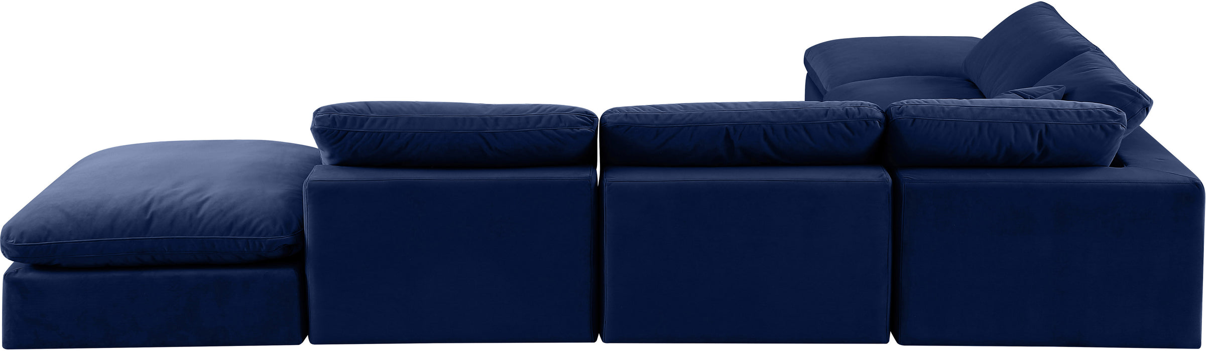 Meridian Furniture - Comfy 157" Velvet Upholstered 6 Piece Modular Sectional - 189Navy-Sec6E - GreatFurnitureDeal