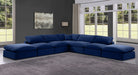 Meridian Furniture - Comfy 157" Velvet Upholstered 7 Piece Modular Sectional - 189Navy-Sec7C - GreatFurnitureDeal