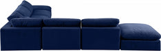 Meridian Furniture - Comfy 157" Velvet Upholstered 7 Piece Modular Sectional - 189Navy-Sec7C - GreatFurnitureDeal