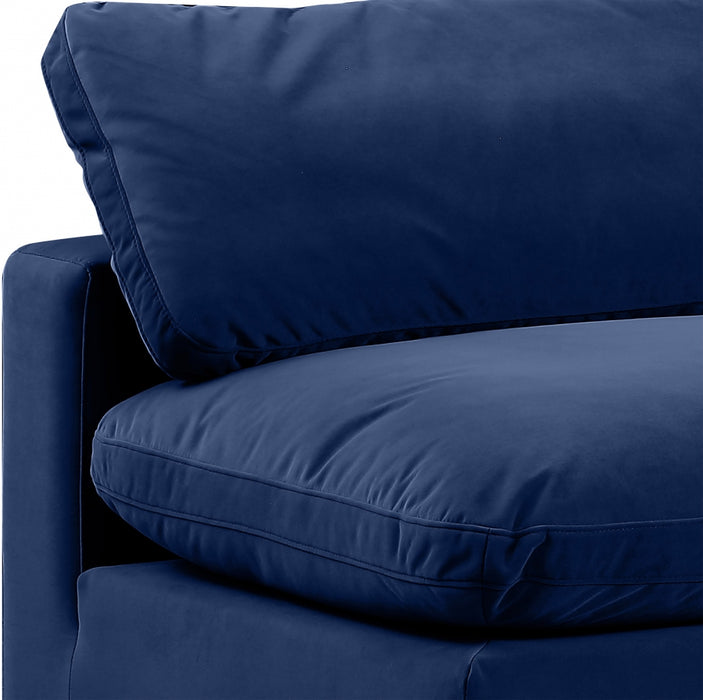 Meridian Furniture - Comfy 157" Velvet Upholstered 7 Piece Modular Sectional - 189Navy-Sec7C - GreatFurnitureDeal