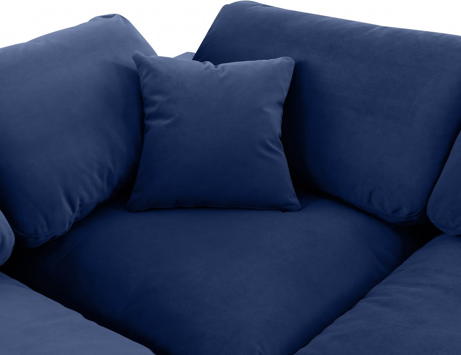 Meridian Furniture - Comfy 157" Velvet Upholstered 7 Piece Modular Sectional - 189Navy-Sec7C - GreatFurnitureDeal