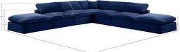 Meridian Furniture - Comfy 157" Velvet Upholstered 7 Piece Modular Sectional - 189Navy-Sec7C - GreatFurnitureDeal