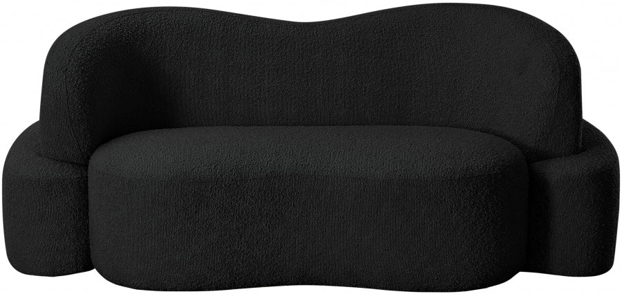 Meridian Furniture - Principessa Boucle Fabric Loveseat in Black - 108Black-L - GreatFurnitureDeal