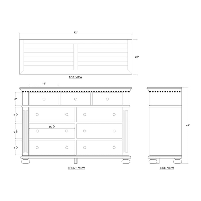 Bramble - Charleston Alexander 9 Drawer Dresser - BR-27217-VDK