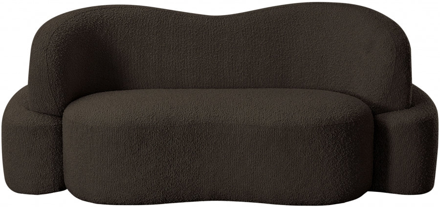 Meridian Furniture - Principessa Boucle Fabric Loveseat in Brown -108Brown-L - GreatFurnitureDeal