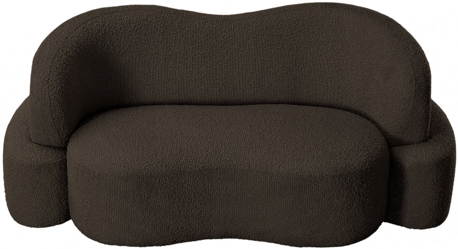 Meridian Furniture - Principessa Boucle Fabric Loveseat in Brown -108Brown-L - GreatFurnitureDeal