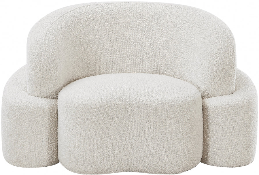 Meridian Furniture - Principessa Boucle Fabric Living Room Chair in Cream - 108Cream-C - GreatFurnitureDeal