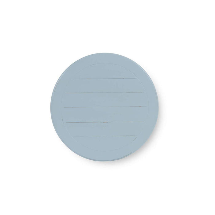 Bramble - Martinique Round Side Table in Ocean Blue w/ Rattan Natural on Shelves - 27232OCB-RNAT--- - GreatFurnitureDeal