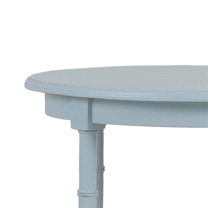 Bramble - Martinique Round Side Table in Ocean Blue w/ Rattan Natural on Shelves - 27232OCB-RNAT--- - GreatFurnitureDeal