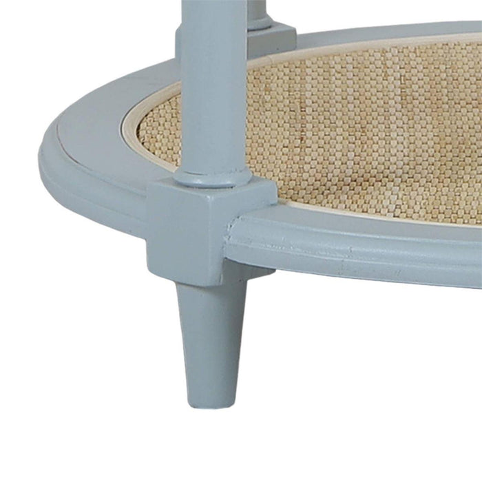 Bramble - Martinique Round Side Table in Ocean Blue w/ Rattan Natural on Shelves - 27232OCB-RNAT--- - GreatFurnitureDeal