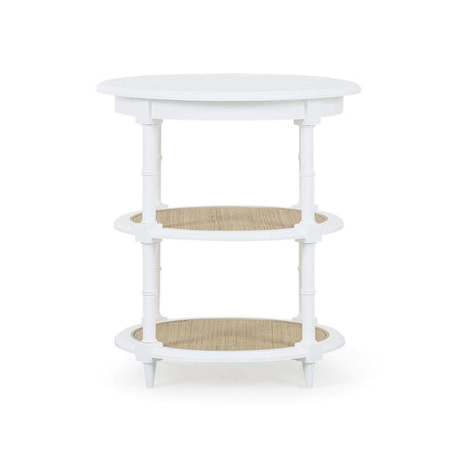 Bramble - Martinique Round Side Table in True White w/ Rattan Natural on Shelves - 27232TRW-RNAT--- - GreatFurnitureDeal