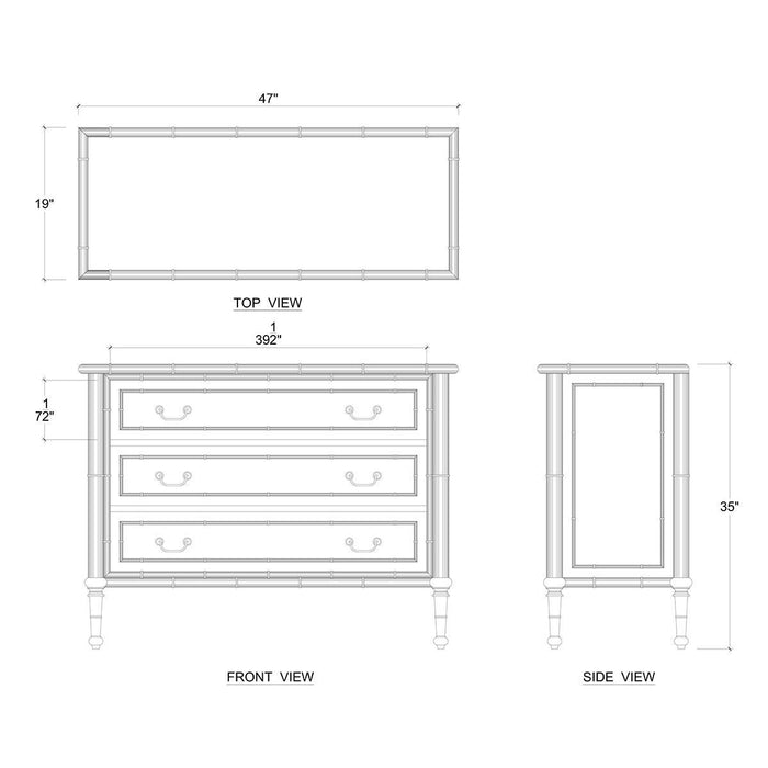 Bramble - Martinique 3 Drawer Dresser in Antique French Oak - 27277AFD-----